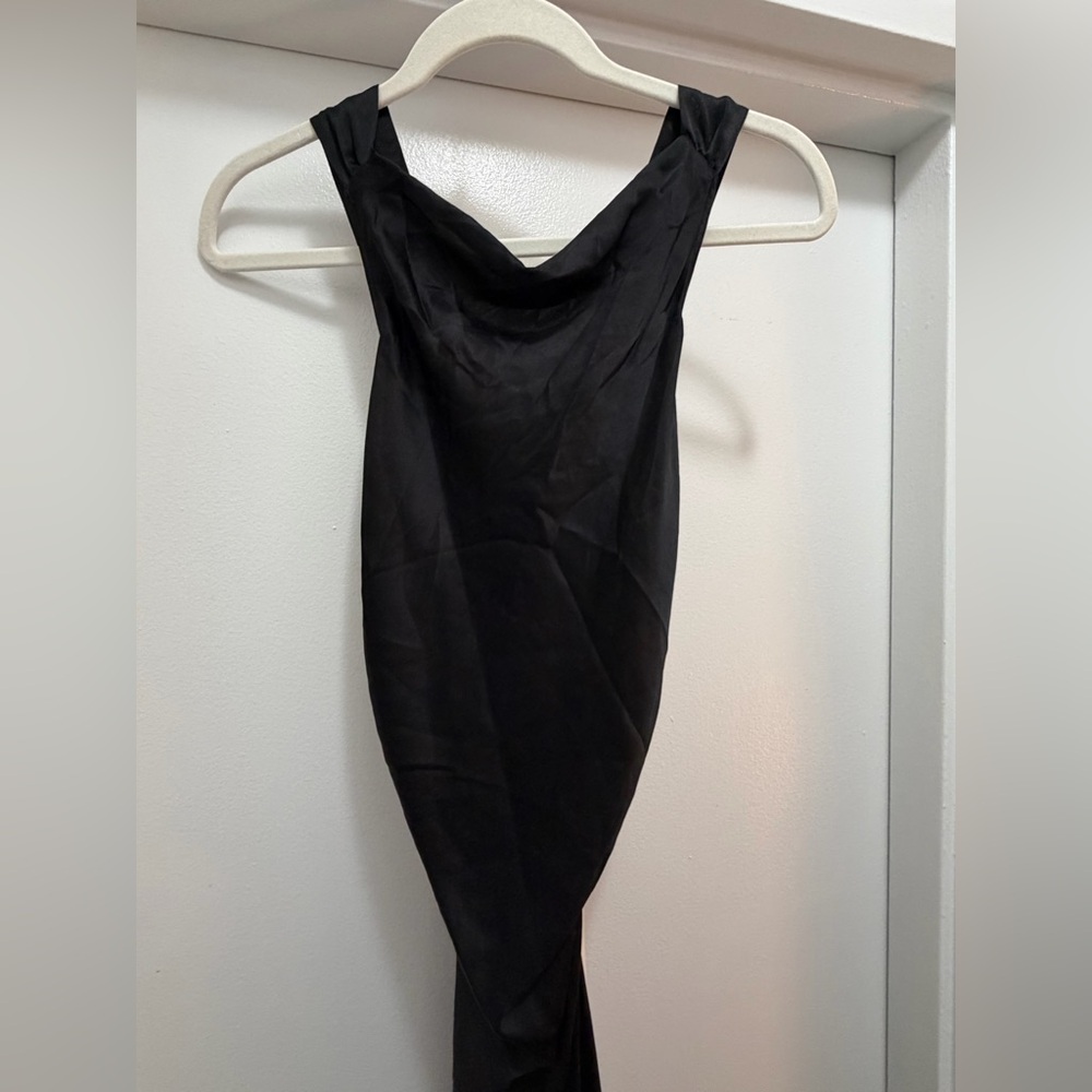 NEW Reformation Black Casette Silk Maxi Dress 6 - Picture 10 of 16